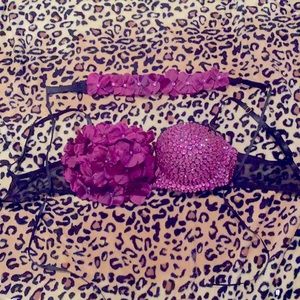 Handmade/decorated festival bra and headband